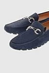 Cesare di Napoli Blue suede men's moccasins - Metal Buckle. 100% suede. Interior: Leather. Insole: Leather. Outsole: Other materials. Country of manufacture: Italy. Care: specialized cleaning - photo 5