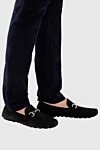 Men's suede moccasins in black Cesare di Napoli - Metal Buckle. 100% suede. Interior: Leather. Insole: Leather. Outsole: Other materials. Country of manufacture: Italy. Care: specialized cleaning - photo 2