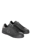 Dolce & Gabbana Black leather sneakers for men - logo, coat of arms. 100% genuine leather. lacing. Country of manufacture: Italy. Care: specialized cleaning - photo 3