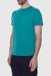 Loro Piana Green silk and cotton T-shirt for men - 60% silk, 40% cotton. Country of manufacture: Italy. Care: specialized cleaning - photo 3