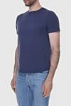 Loro Piana Blue silk and cotton T-shirt for men - 60% silk, 40% cotton. Country of manufacture: Italy. Care: specialized cleaning - photo 3