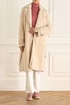 Sheepskin coat made of natural fur white for women Loro Piana - 100% sheepskin. belt. two side pockets. Country of manufacture: Italy. Care: specialized cleaning - photo 2