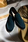 Loro Piana Blue suede loafers for men - contrasting white sole. 100% suede. Country of manufacture: Italy. Care: specialized cleaning - photo 7