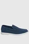 Loro Piana Blue suede loafers for men - contrasting white sole. 100% suede. Country of manufacture: Italy. Care: specialized cleaning - photo 1