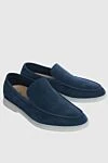 Loro Piana Blue suede loafers for men - contrasting white sole. 100% suede. Country of manufacture: Italy. Care: specialized cleaning - photo 3