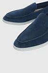 Loro Piana Blue suede loafers for men - contrasting white sole. 100% suede. Country of manufacture: Italy. Care: specialized cleaning - photo 5