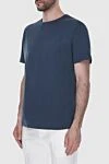 Loro Piana Футболка чоловіча приглушеного бірюзово-синього кольору. - 60% шовк, 40% бавовна. Країна виробник: Італія. Догляд: спеціалізоване чищення - фото 3