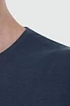 Loro Piana Футболка чоловіча приглушеного бірюзово-синього кольору. - 60% шовк, 40% бавовна. Країна виробник: Італія. Догляд: спеціалізоване чищення - фото 5
