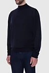 Loro Piana Men's high-collared woolen jumper blue - High collar stand. 100% wool. Country of manufacture: Italy. Care: specialized cleaning - photo 3