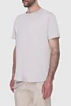 Loro Piana White men's silk and cotton T-shirt - 60% silk, 40% cotton. Country of manufacture: Italy. Care: specialized cleaning - photo 3