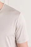 Loro Piana Класична біла футболка чоловіча з натуральної тканини. - 60% шовк, 40% бавовна. Країна виробник: Італія. Догляд: спеціалізоване чищення - фото 5