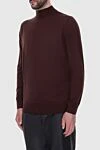 Loro Piana Men's jumper with a high stand-up collar, brown wool - Additionally: High collar stand. Composition: 100% wool. Country of manufacture: Italy. Care: specialized cleaning - photo 3