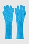 Loro Piana Blue cashmere gloves for women - textured knitting. 100% cashmere. Country of manufacture: Italy. Care: specialized cleaning - photo 1