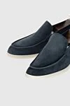 Loro Piana Blue suede loafers for men - contrasting white sole. 100% suede. Country of manufacture: Italy. Care: specialized cleaning - photo 5