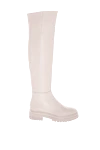 Gianvito Rossi Boots women's high leather with chunky sole beige - massive sole. leather. Heel height: 2 cm. zipper. Country of manufacture: Italy. Care: specialized cleaning - photo 1