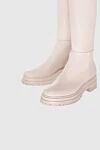 Gianvito Rossi Boots women's high leather with chunky sole beige - massive sole. leather. Heel height: 2 cm. zipper. Country of manufacture: Italy. Care: specialized cleaning - photo 5