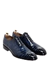 Brioni Туфли мужские из кожи и кожи крокодила синие - Фактурная кожа. 100% кожа, 100% кожа крокодила. Шнуровка. Внутренняя отделка: Кожа. Стелька: Кожа. Высота каблука: 2см. Другие материалы. Страна производитель: Италия. Уход: специализированная чистка - фото 3