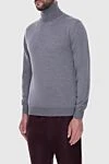 Cesare di Napoli Men's woolen golf gray - High neck. 100% wool. Country of manufacture: Italy. Care: specialized cleaning - photo 3