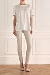 Women's leather pants in white, tight-fitting Max&Moi - 97% leather, 3% elastane. elastic belt. Country of manufacture: Italy. Care: specialized cleaning - photo 2