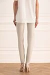 Women's leather pants in white, tight-fitting Max&Moi - 97% leather, 3% elastane. elastic belt. Country of manufacture: Italy. Care: specialized cleaning - photo 4