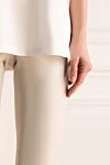 Max&Moi Women's leather pants in white, tight-fitting - 97% leather, 3% elastane. elastic belt. Country of manufacture: Italy. Care: specialized cleaning - photo 5