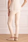 Women's leather pants in beige, tight-fitting Max&Moi - 97% leather, 3% elastane. elastic belt. Country of manufacture: Italy. Care: specialized cleaning - photo 4