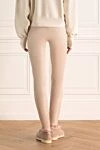 Women's leather leggings in beige Max&Moi - 97% leather, 3% elastane. elastic belt. Country of manufacture: Italy. Care: specialized cleaning - photo 4