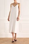 White viscose dress for women Fabiana Filippi - thin straps decorated with beads, open back. 100% viscose. Country of manufacture: Italy. Care: specialized cleaning - photo 2