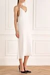 Fabiana Filippi White viscose dress for women - thin straps decorated with beads, open back. 100% viscose. Country of manufacture: Italy. Care: specialized cleaning - photo 3