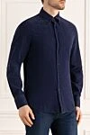 Brunello Cucinelli Рубашка из хлопка синяя мужская - 100% хлопок. пуговицы. Страна производитель: Италия. Уход: специализированная чистка - фото 3