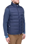 Brunello Cucinelli Жилет из нейлона синий мужской - 100% нейлон. Молния. Два боковых, три внутренних. Утеплитель: Нейлон. Страна производитель: Италия. Уход: специализированная чистка - фото 3