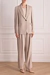Brunello Cucinelli Костюм брючный из флиса и вискозы серый женский - 71% флис, 29% вискоза. пуговицы. два боковых кармана. Страна производитель: Италия. Уход: специализированная чистка - фото 3