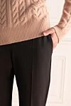 Brunello Cucinelli Women's blue trousers with a belt - belt. two side pockets, two back pockets. fleece, acrylic. zipper, button. Country of manufacture: Italy. Care: specialized cleaning - photo 5