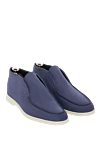 Cesare di Napoli Blue Nubuck Loafers for men - contrast sole. 100% nubuck. Insole: leather. Country of manufacture: Italy. Care: specialized cleaning - photo 3