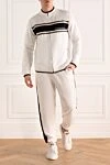 Спортивний костюм із бавовни білого кольору з контрастною смугою Stefano Ricci - Контрастне оздоблення. 95% бавовна, 5% еластан. Куліска, блискавка. Чотири бічні кишені. Країна виробник: Італія. Догляд: спеціалізоване чищення - фото 2