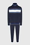 Stefano Ricci Спортивний костюм з бавовни темно-синій з білою смугою - Контрастне оздоблення. 95% бавовна, 5% еластан. Куліска, блискавка. Чотири бічні кишені. Країна виробник: Італія. Догляд: спеціалізоване чищення - фото 1