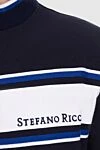 Stefano Ricci Спортивний костюм з бавовни темно-синій з білою смугою - Контрастне оздоблення. 95% бавовна, 5% еластан. Куліска, блискавка. Чотири бічні кишені. Країна виробник: Італія. Догляд: спеціалізоване чищення - фото 5