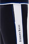 Спортивний костюм з бавовни темно-синій з білою смугою Stefano Ricci - Контрастне оздоблення. 95% бавовна, 5% еластан. Куліска, блискавка. Чотири бічні кишені. Країна виробник: Італія. Догляд: спеціалізоване чищення - фото 6