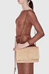Сумка из рафии бежевая женская Saint Laurent - вязаная отделка, логотип. рафия. Страна производитель: Франция. Уход: специализированная чистка - фото 2