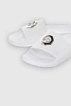 Stefano Ricci White leather flip-flops with a metal emblem - embossed logo. leather interior. 100% leather. Country of manufacture: Italy. Care: specialized cleaning - photo 5