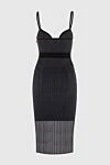 Black dress for women Herve Leger - elastic belt. sleeveless, striped texture. 62% viscose, 22% nylon, 14% polyester, 2% spandex. Country of manufacture: Italy. Care: specialized cleaning - photo 6