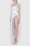 David Koma White polyamide dress for women - hidden zipper. asymmetric bottom, silver insert. 97% polyamide, 3% elastane. Country of manufacture: Italy. Care: specialized cleaning - photo 3