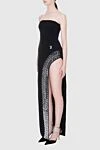 David Koma Black polyamide dress for women - hidden zipper. asymmetric bottom, silver insert. 97% polyamide, 3% elastane. Country of manufacture: Italy. Care: specialized cleaning - photo 3