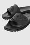 Black rubber slippers for men Fendi - brand logo. 100% rubber. Country of manufacture: Italy. Care: specialized cleaning - photo 4