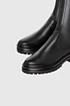 Gianvito Rossi Boots women's high leather with chunky sole black - massive sole. leather. Heel height: 2 cm. zipper. Country of manufacture: Italy. Care: specialized cleaning - photo 5