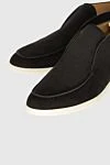 Loro Piana Black nubuck loafers for men - contrasting white sole. 100% nubuck. Country of manufacture: Italy. Care: specialized cleaning - photo 5