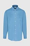 Loro Piana Men's blue cotton shirt with breast pocket - chest pocket. 100% cotton. Closure: buttons. Country of manufacture: Italy. Care: specialized cleaning - photo 1