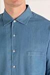 Men's blue cotton shirt with breast pocket Loro Piana - chest pocket. 100% cotton. Closure: buttons. Country of manufacture: Italy. Care: specialized cleaning - photo 6