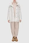 Women's down jacket made of polyamide and cotton white Brunello Cucinelli - hood. 55% polyamide, 45% cotton. zipper, drawstring. two side pockets. Insulation: 100% down. Country of manufacture: Italy. Care: specialized cleaning - photo 2
