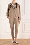 Walking suit made of cotton for women beige Brunello Cucinelli - 98% cotton, 2% elastane. Closure: drawstring, zipper. Hood: yes. Country of manufacture: Italy. Care: specialized cleaning - photo 2